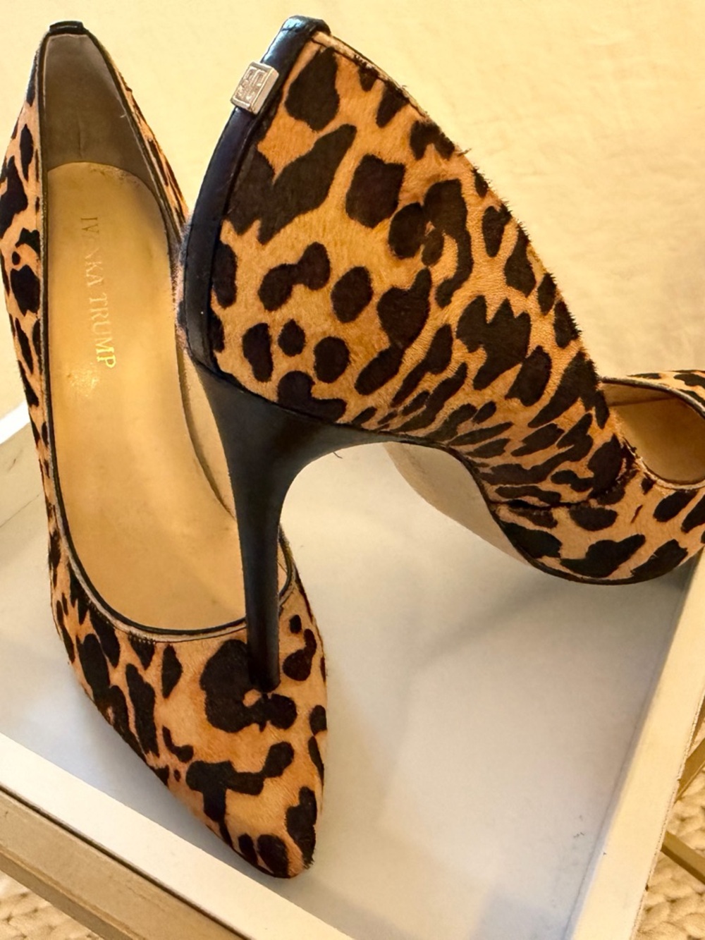 Ivanka Trump Leopard-Print Pointed Toe Pumps - Brown & Black